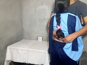 Schoolgirl Bends Over for Teacher's First Doggy Fuck