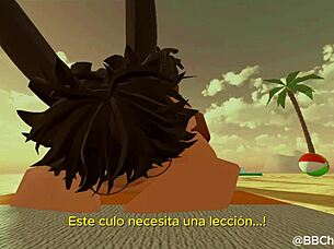 Black Bull Fucks Femboy Bunny in Roblox Spanish Sub Scene