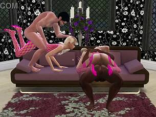 sims 4 game with mortimer and friend hanging out with two teens