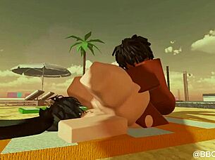 Black Bull Fucks Femboy Bunny in Roblox Spanish Sub Scene