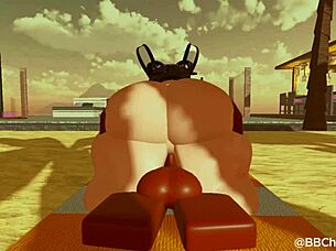 Black Bull Fucks Femboy Bunny in Roblox Spanish Sub Scene