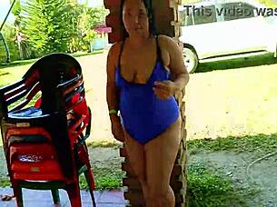 venezuelan slut fucks cuckold husband outdoors