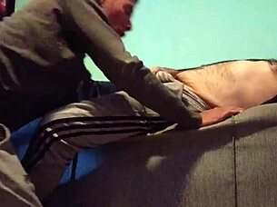Can you resist the delicious blowjob given to this hairy guy? his gay partner teases with special attention.
