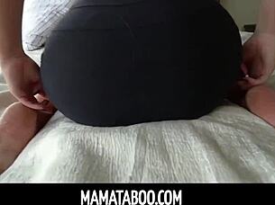 Busty MILF Savannah Bond jerks stepson's cock and lets him fuck her thigh gap! 😏