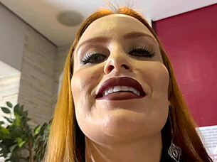 In this BDSM scene, the Brazilian milf humiliates the small cock by burning his tongue.
