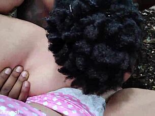 This exhibitionist in the forest is flashing her big ass for you