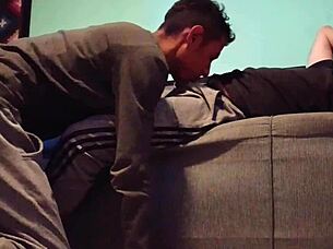 Can you resist the delicious blowjob given to this hairy guy? his gay partner teases with special attention.