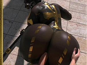 Anubis furry gets wild with anal and creampie in hentai