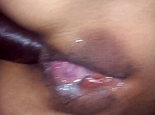 Pretty girl enjoys quickie with monster cock in her ass.