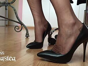 Miss Adrastea Nylonfeet Under Table Teases