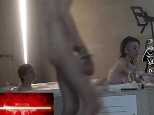 Beautiful blonde gets a bath time surprise with big cock