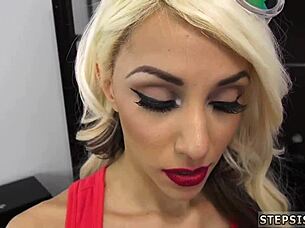 Step dad catches teen step daughter in hardcore action.