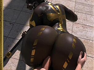 Anubis furry gets wild with anal and creampie in hentai