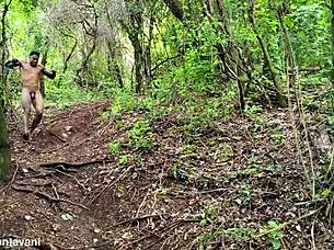 This exhibitionist in the forest is flashing her big ass for you