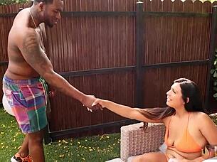 brunette beauty karina valentina gets banged by rome major outdoors, big clit orgasm 😍