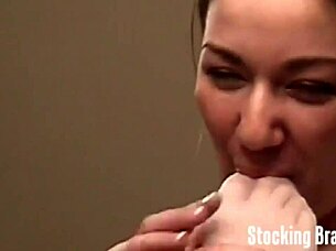 Sucking on her cute little toes