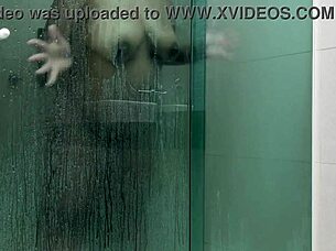 Caught on All Fours in Shower by Young Guy. Asian Amateurs Explore Bodies.