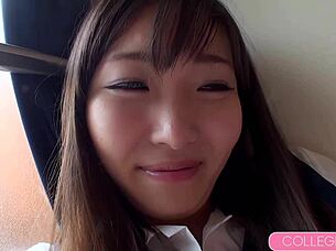 Joshi kosei rides big cock with her tight pussy moaning loudly 😍