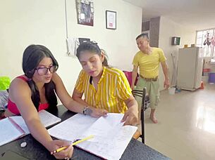 green old man with two innocent college girls!