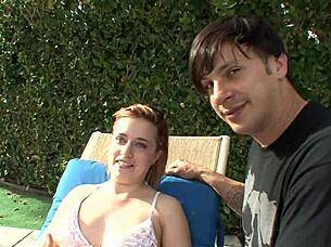 Horny 19-Year-Old Brunette Receives Creampie in Shaved Pussy After Blowjob.