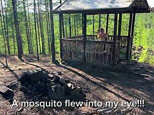 We laughed feeding mosquitoes then had sex in nature.