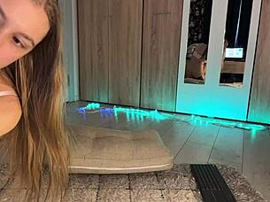 Blonde Amateur Uses Anal Plug With Tail On Webcam