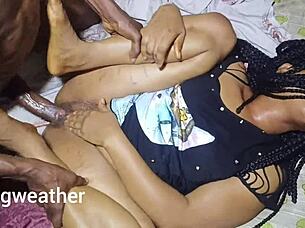 Ebony Woman Rides a Huge Cock