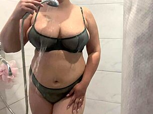 Spying on my stepmother in the shower with a hidden camera.