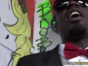 Busty blonde Cindee enjoys big black cocks in gangbang