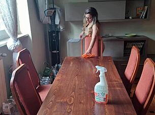 i cleaned the neighbor's table and took off my panties, wondering if he'll like my big ass