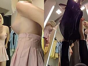 Check out this hidden cam upskirt of a juicy pussy in the dressing room