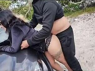 Latina PROSTITUTE gives HANDJOB and FUCKS outdoors in mangroves