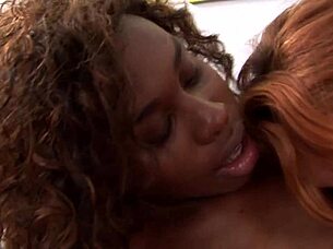 Wow! Interracial Lesbians Trib Pussies And Squirt With Vibrators!