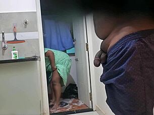 Rasiya the maid gets a surprise flash of cock in the house.