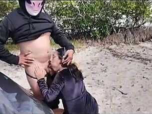 Latina PROSTITUTE gives HANDJOB and FUCKS outdoors in mangroves