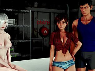 in the inn, the mature woman with big tits seduces the teen