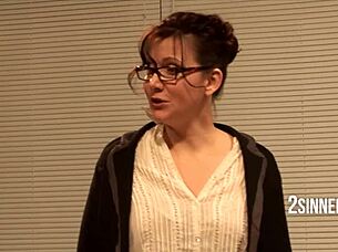 Stud student convinces teacher and wandering professor's wife into a hardcore threesome in the classroom!