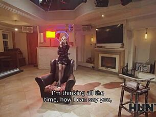 Wife picked up, husband watches in stockings