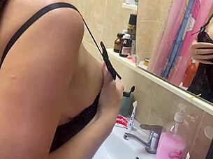 spying on stepsister's big tits in bathroom moment