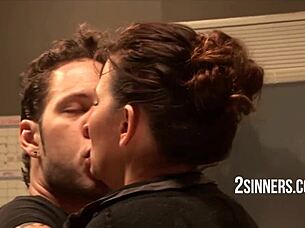 Stud student convinces teacher and wandering professor's wife into a hardcore threesome in the classroom!