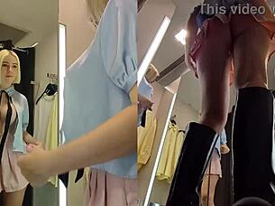 Check out this hidden cam upskirt of a juicy pussy in the dressing room