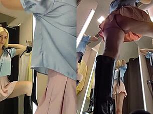 Check out this hidden cam upskirt of a juicy pussy in the dressing room