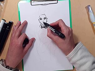 A guy quickly drew a hot girl in latex with markers