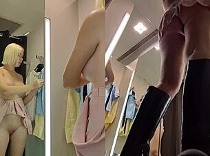 Check out this hidden cam upskirt of a juicy pussy in the dressing room