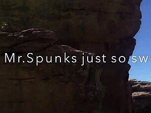 She says, 'I love sucking this monster cock on the hiking trail.'