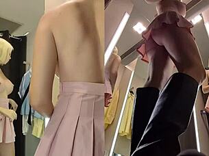 Check out this hidden cam upskirt of a juicy pussy in the dressing room