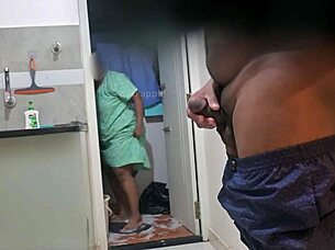 Rasiya the maid gets a surprise flash of cock in the house.