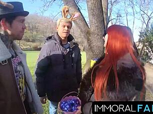 Mia Trejsi Begs for Double Dicks in Outdoor Egg Hunt Pussy Pounding