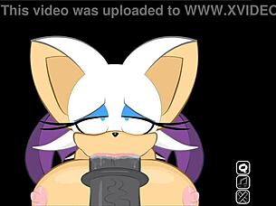 Rouge interrupts Shadow to suck the big cock, extra secret scene.