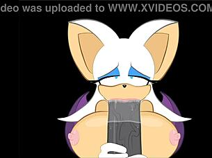 Rouge interrupts Shadow to suck the big cock, extra secret scene.